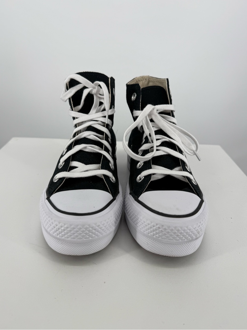 Black High-Top Canvas Sneakers with White Accents